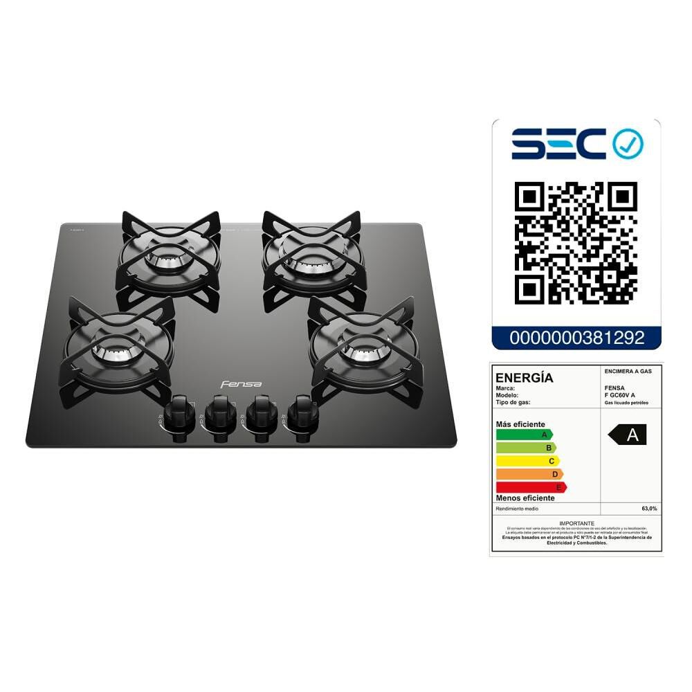Encimera A Gas Fensa F GC60V A / 4 Quemadores image number 7.0