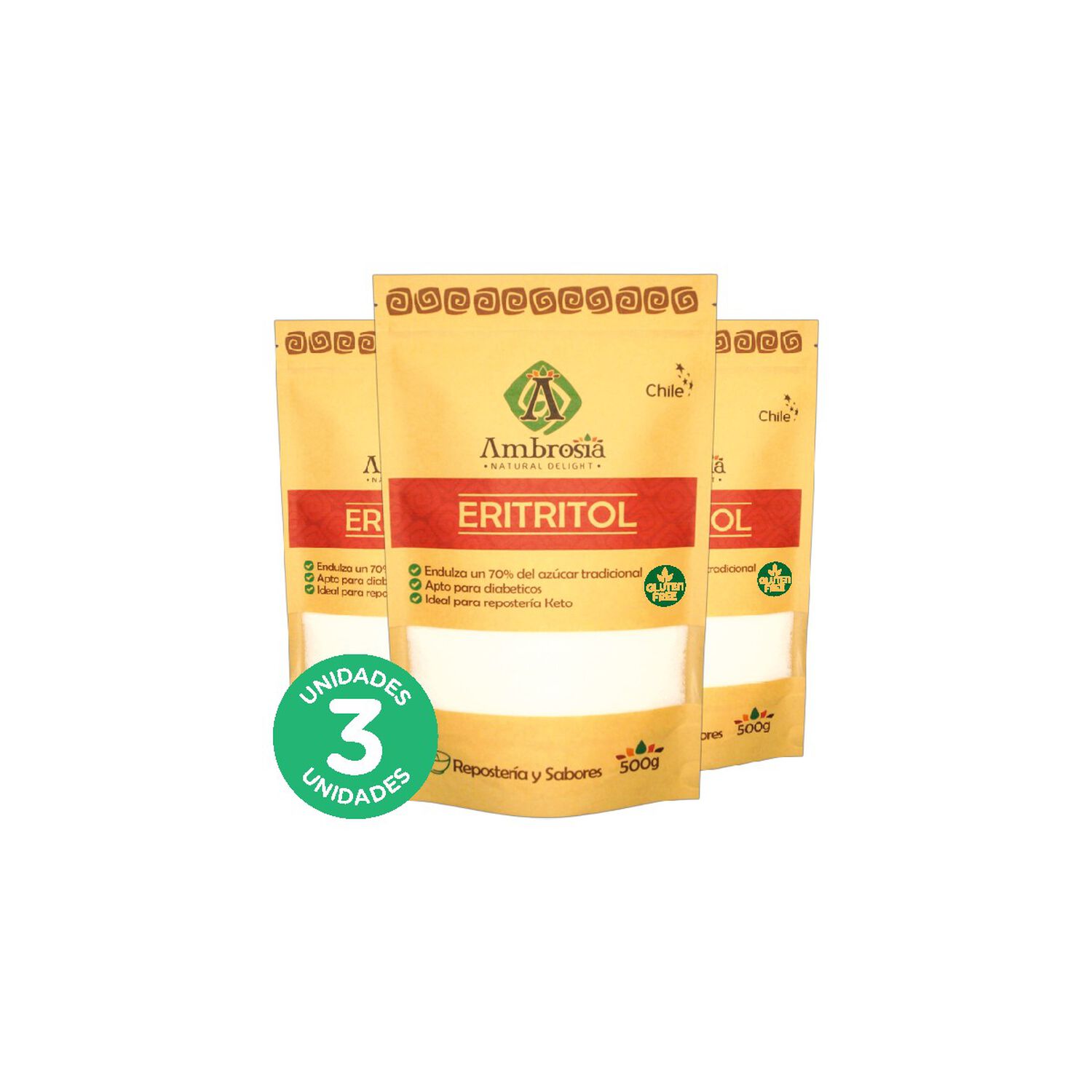 Pack 3, Eritritol Libre De Gluten Para Preparaciones Keto 500gr image number 0.0