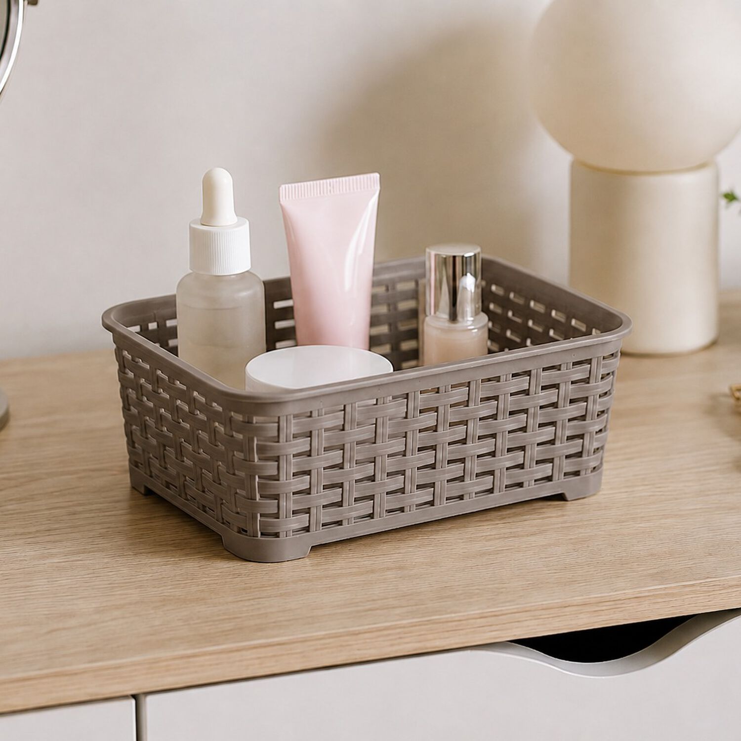 Canastilla Canasta Organizadora Multiusos Estilo Rattan 1.4 Litros Marca Reyplast Color Taupe image number 4.0