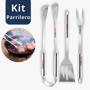 Kit Parrillero 3 Piezas Pinza Espátula Tenedor Para Asados Acero Inoxidable