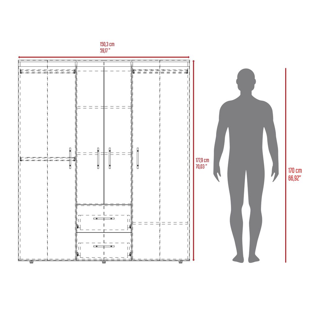 Closet 4 Puertas 2 Cajones Fm-020c - Café Claro image number 6.0