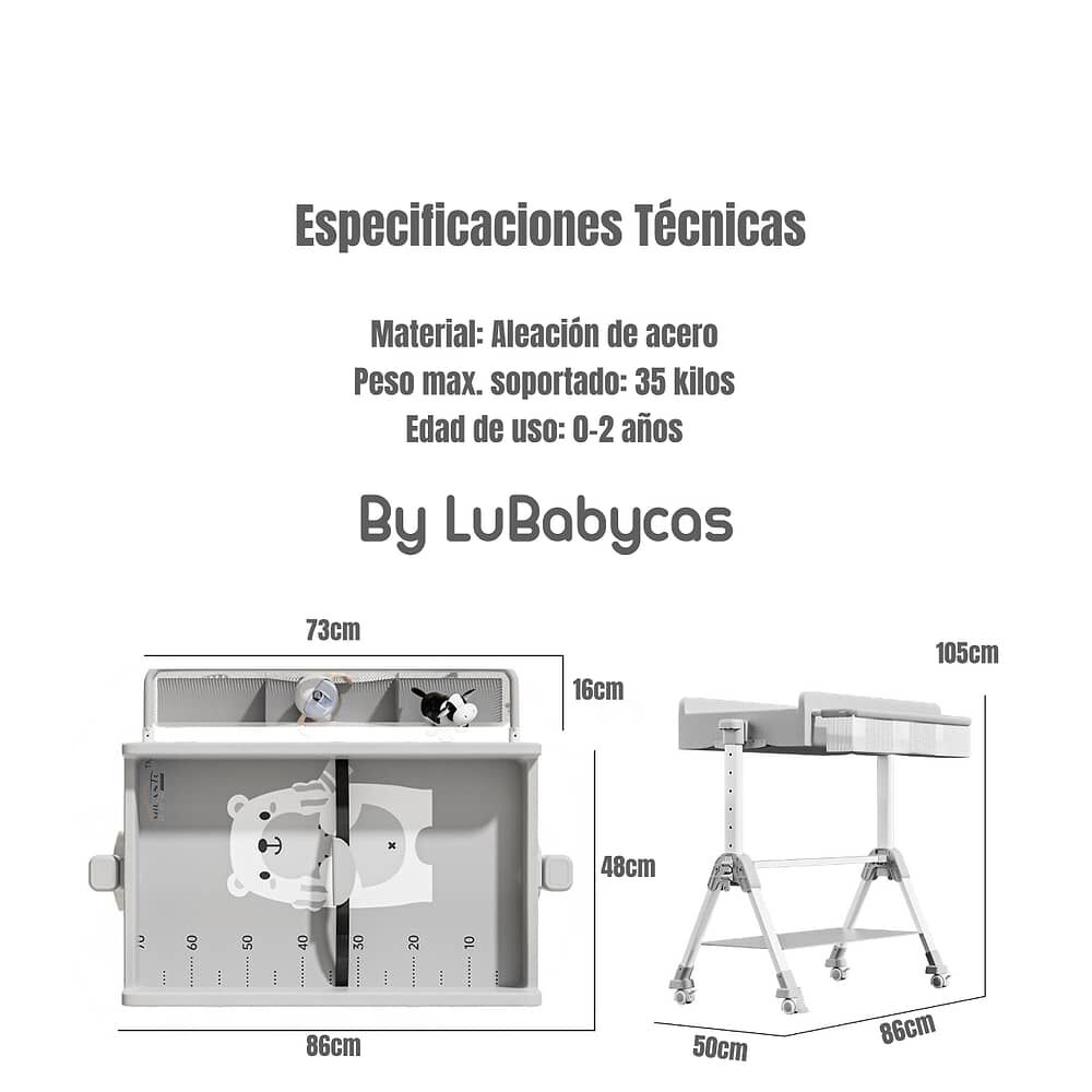 Mudador De Pa&ntilde;ales Plegable 3 En 1 Lubabycas Gris image number 5.0