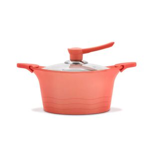 Cacerola 24cm De Aluminio Fundido Rosa Bohlier Tapa De Vidrio