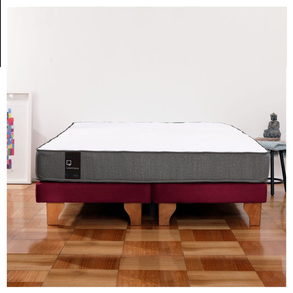 Cama Europea Zen Best Tela Velvet Burdeo 2 Plazas image number 0.0