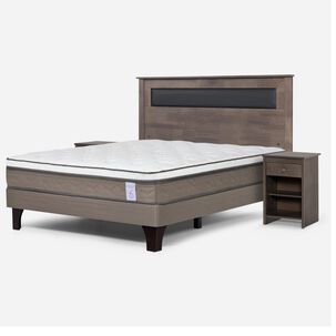 Cama Europea Rosen New Style 6 / 2 Plazas / Base Normal  + Set Maderas Ferrara Gris
