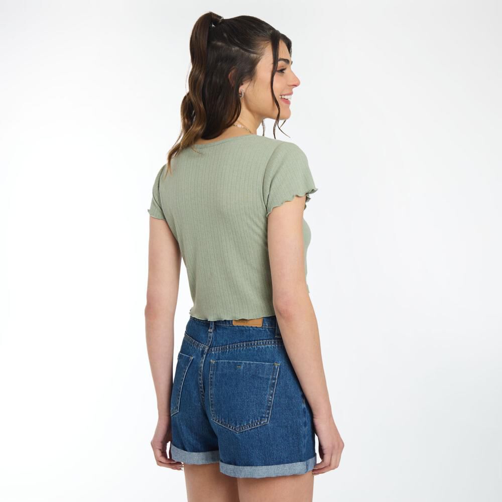 Polera Canal Con Botones Manga Corta Cuello V Mujer Freedom image number 3.0