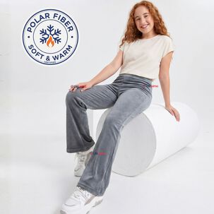 Calza Pantal&oacute;n Palazzo Polar Con Chiporro Ni&ntilde;a Juvenil Elasticada T&eacute;rmica Melange