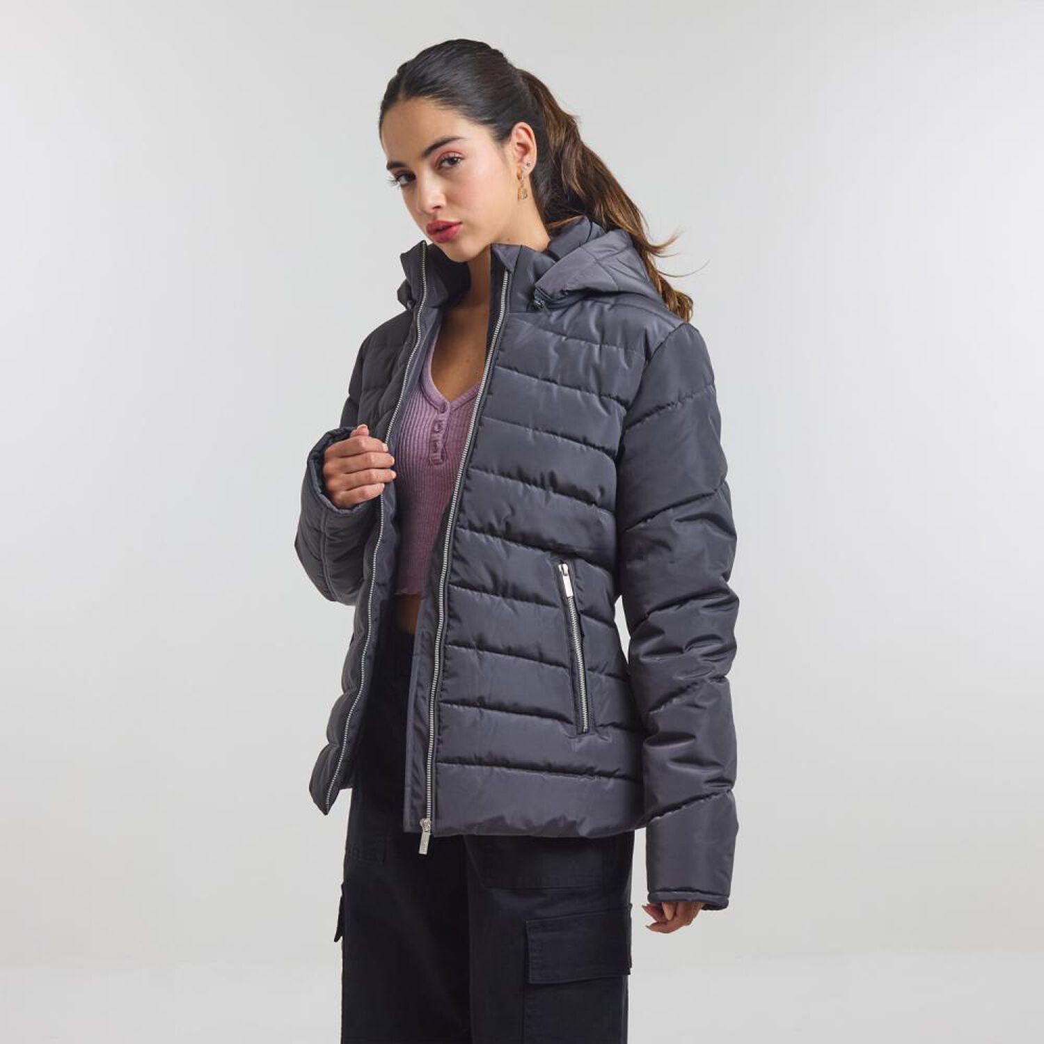 Parka Cintura Modeladora Cuello Alto Con Capucha Mujer Freedom image number 2.0