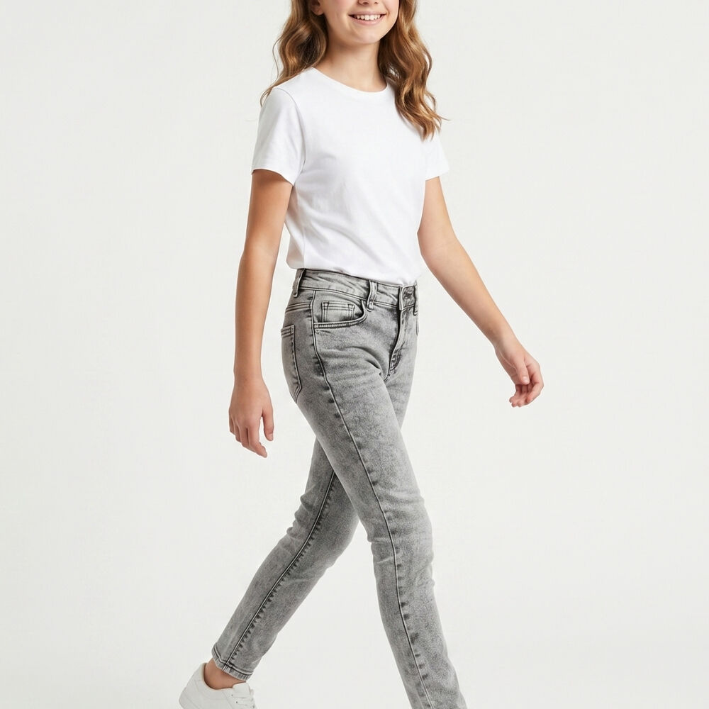 Jeans Gris Ni&ntilde;a Pantalon Denim Slim Fit Mezclilla image number 3.0