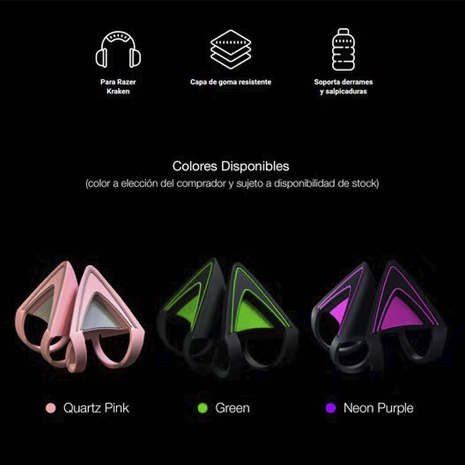 Orejas Kitty Razer Para Audifonos Kraken Green image number 2.0