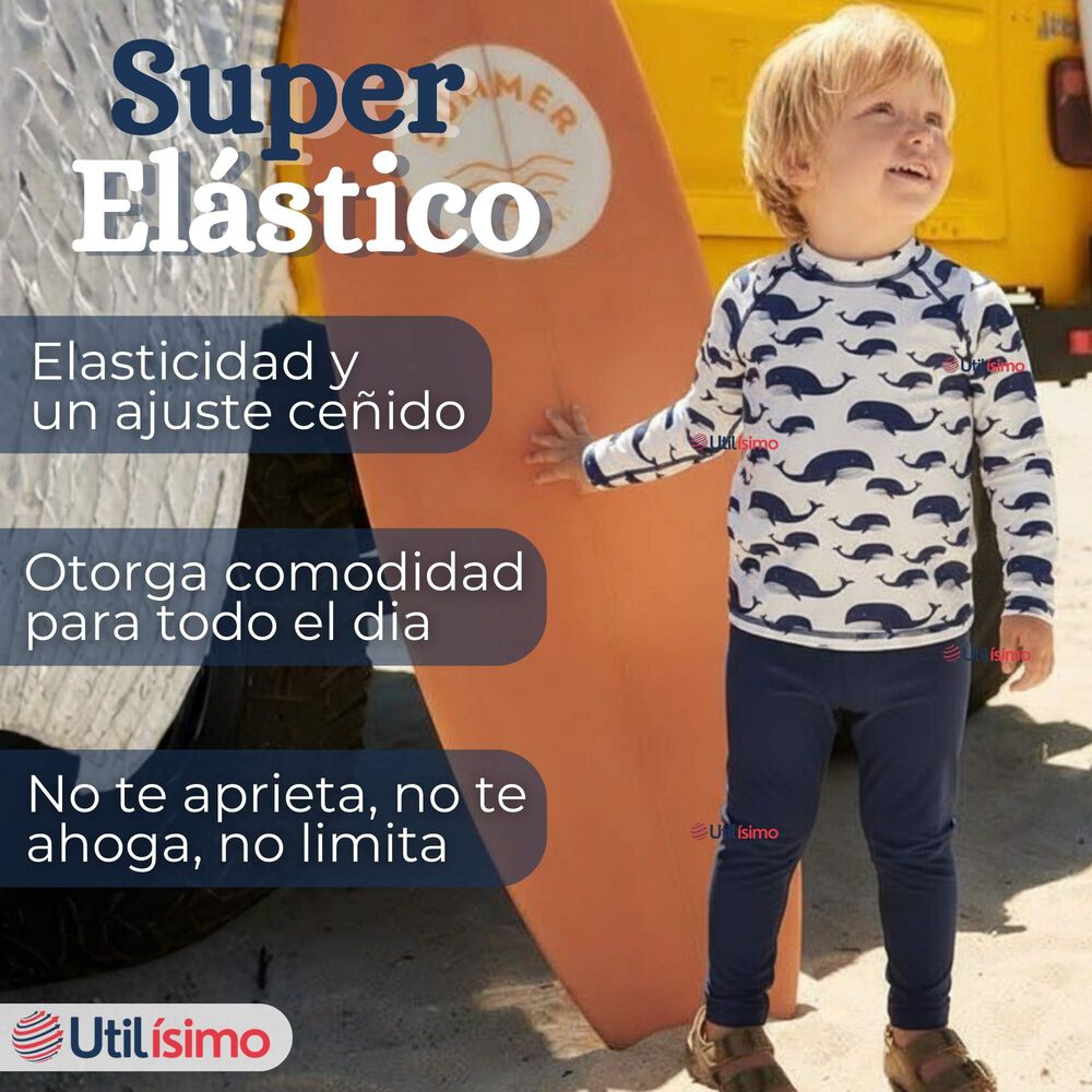 Traje De Ba&ntilde;o Manga Larga Pantal&oacute;n Largo 2 Piezas Corte Split Ni&ntilde;o 3 A 9 A&ntilde;os White Whale image number 4.0