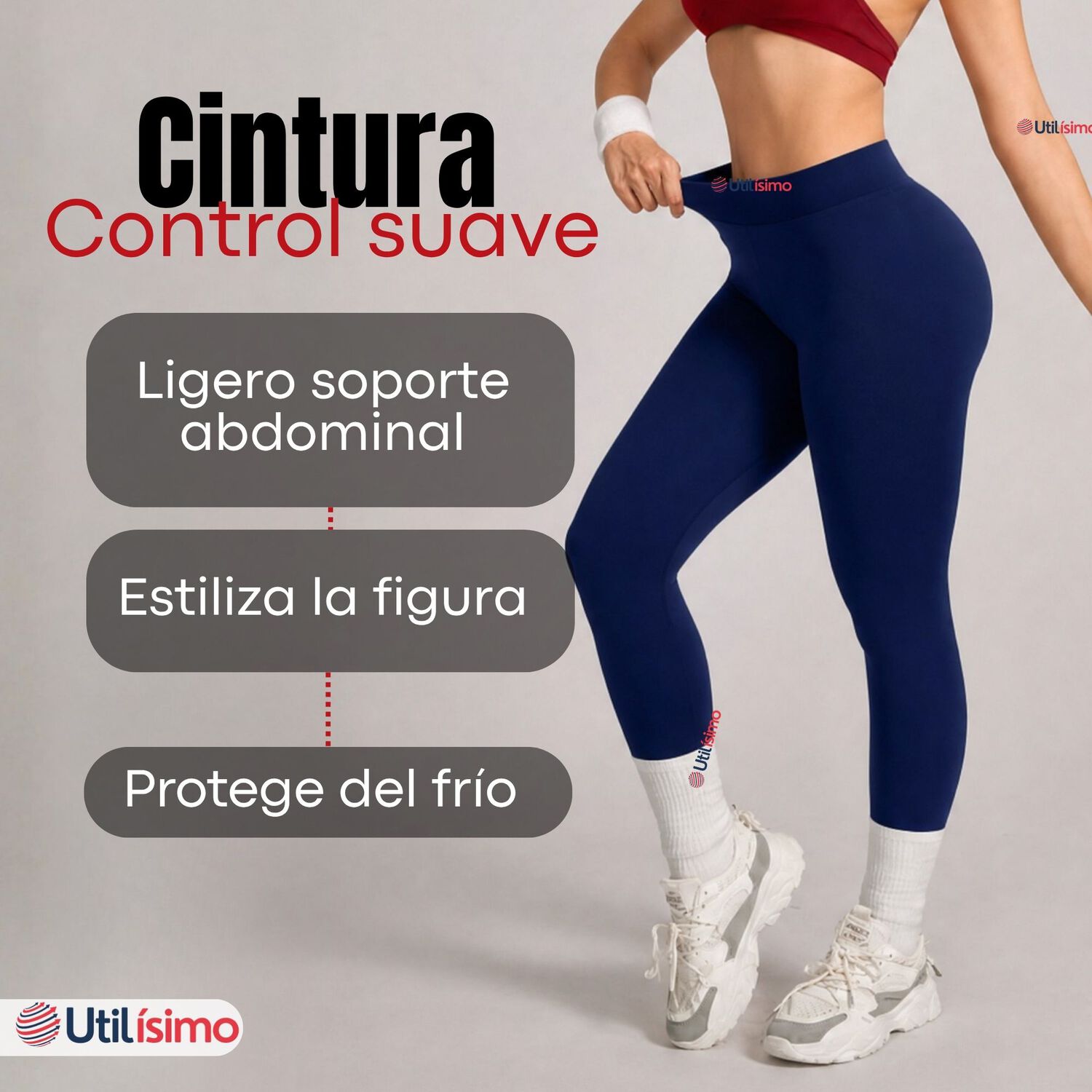 Calza Panty Lola Polar T&eacute;rmica Sin Costura Tiro Alto Elasticada Azul Marino image number 7.0