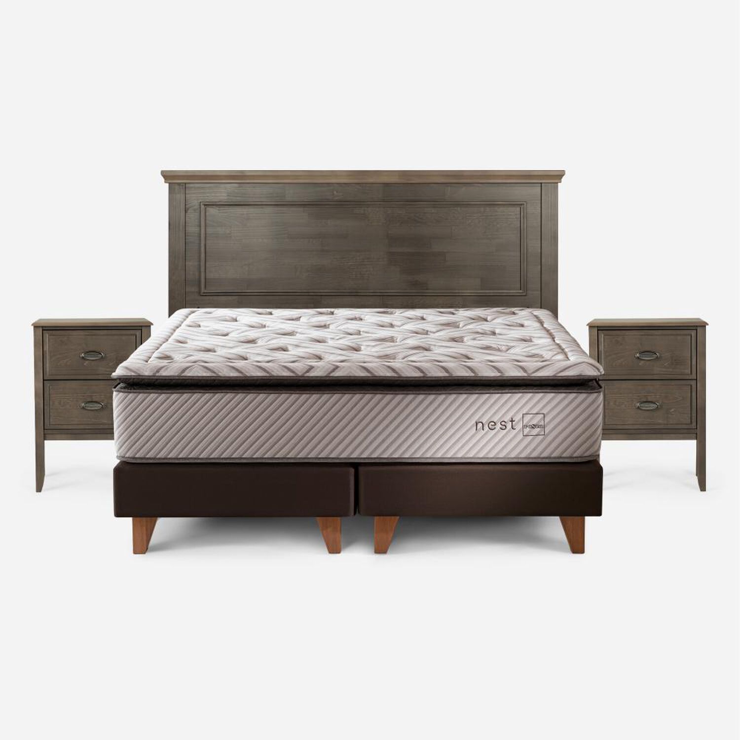 Cama Europea Rosen Nest / King / Base Dividida + Set De Maderas Anna image number 0.0