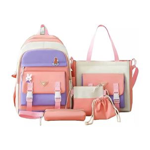 Set Mochila Escolar 5 Piezas De Ni&ntilde;a Con Lonchera+estuche