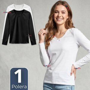 Camiseta Polera Algod&oacute;n Cuello Redondo Primera Capa Manga Larga Colores Surtidos Ni&ntilde;a