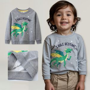 Polerón Niño Manga Larga 100% Algodón Gris Dragon