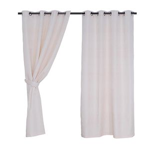 Set Cortinas Jacquard Argolla 140x220 Chevron Texturada Crem