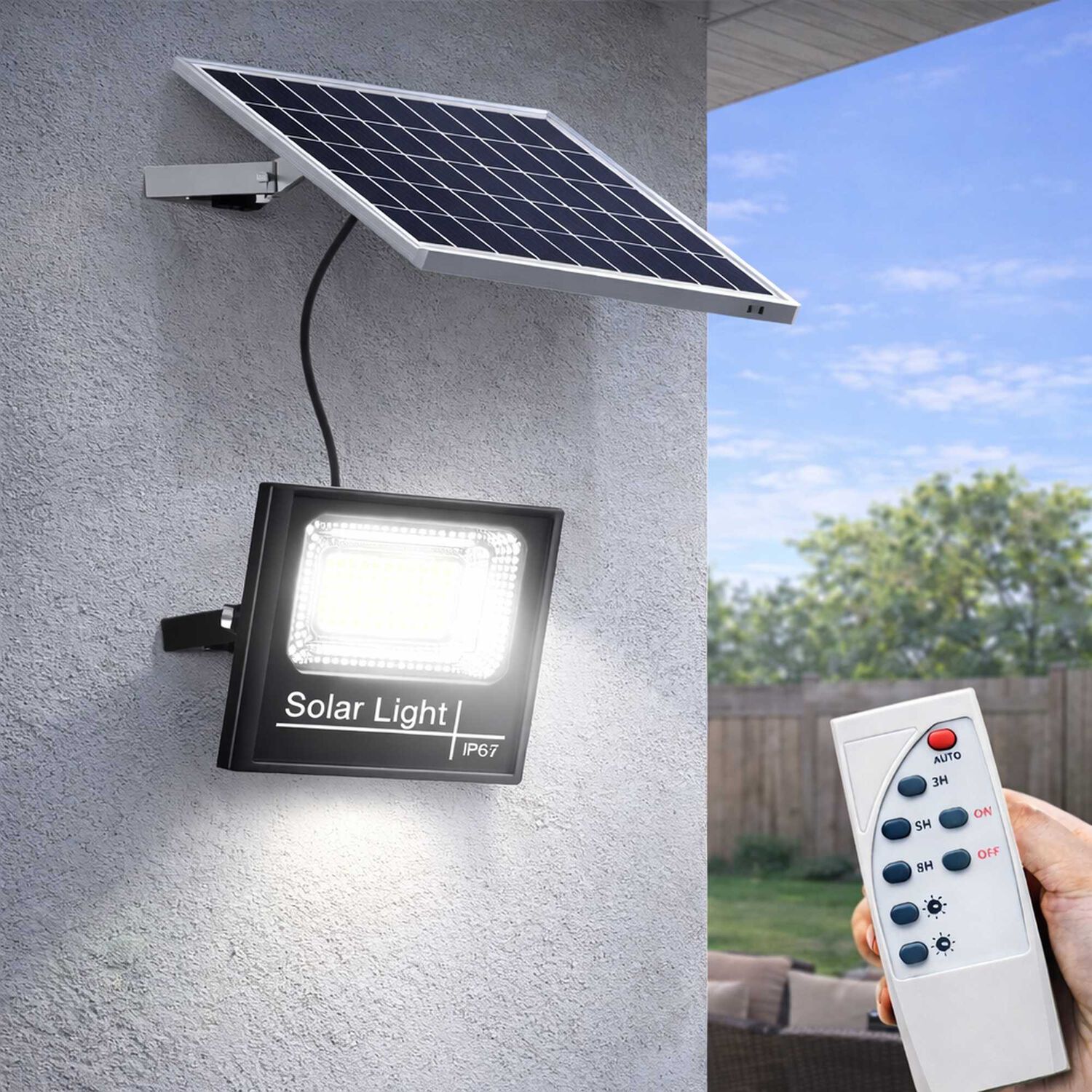 Foco Solar Exterior 500w Ip67 Con Panel Hd + Control Remoto image number 6.0