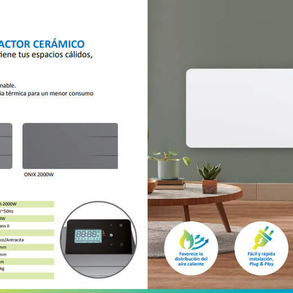 Estufa Radiador Calefactor &Oacute;nix Cer&aacute;mico Blanco 1000w Primaterm image number 5.0