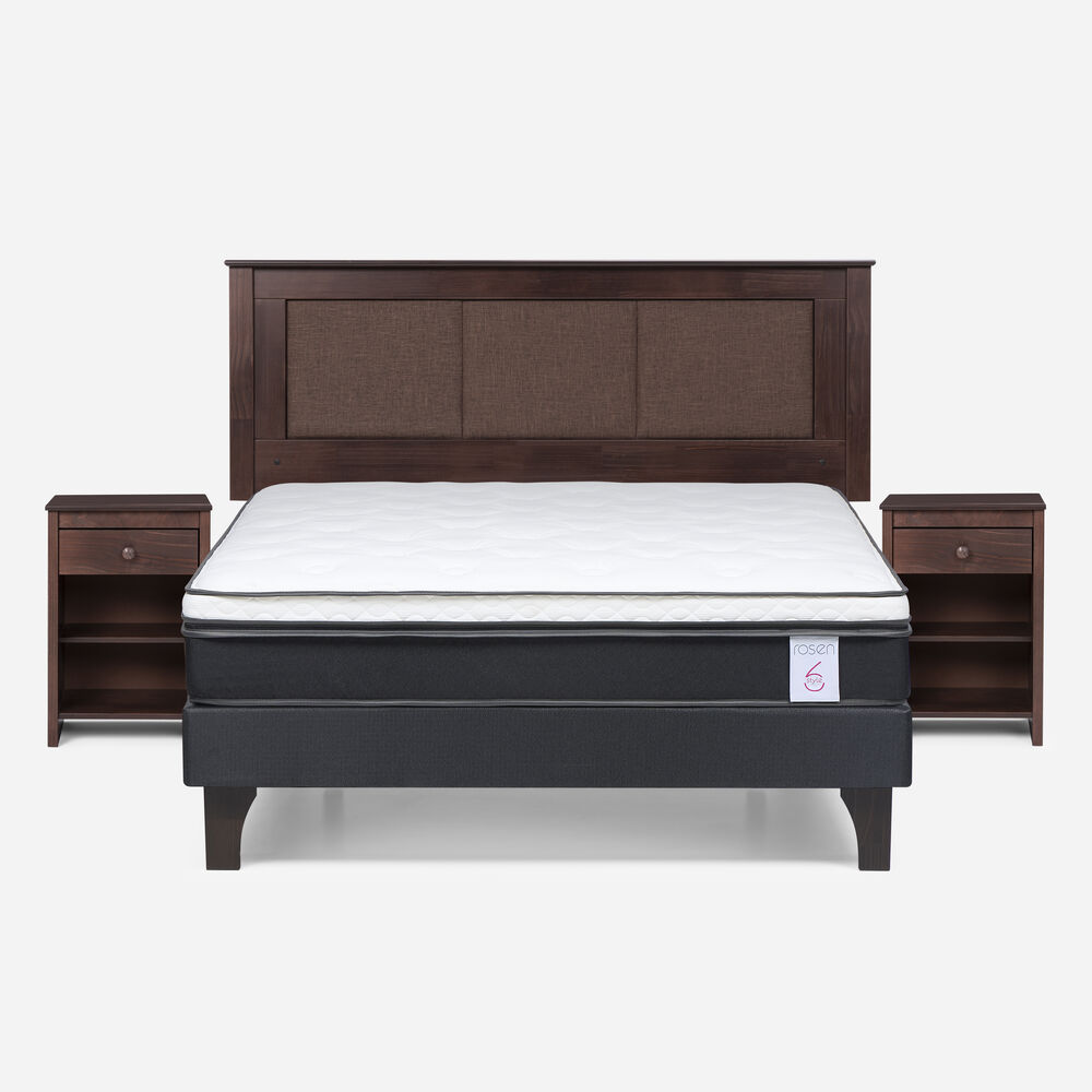 Cama Europea Rosen New Style 6 / 2 Plazas / Base Normal + Set De Maderas image number 0.0