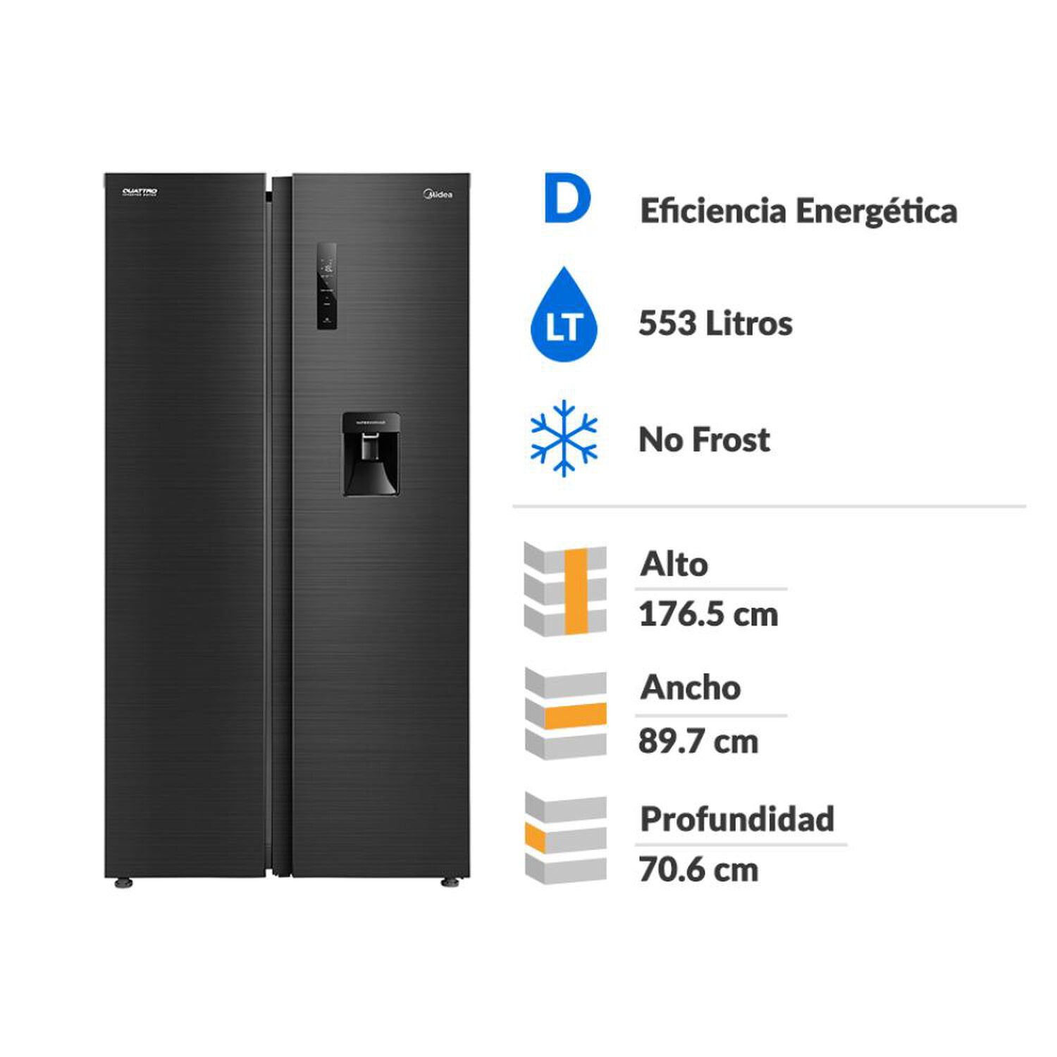 Refrigerador Side By Side Midea Mdrs710fgedxw / No Frost / 553 Litros / D image number 1.0