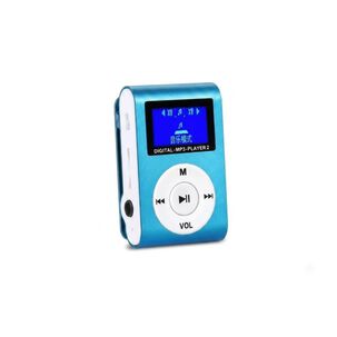 Reproductor Mp3 Digital Clip Met&aacute;lico Azul Con Pantalla Lcd