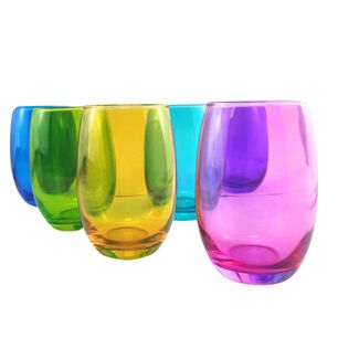 6 Vasos Vidrio Altos Mikonos Full Color 460ml Cristar