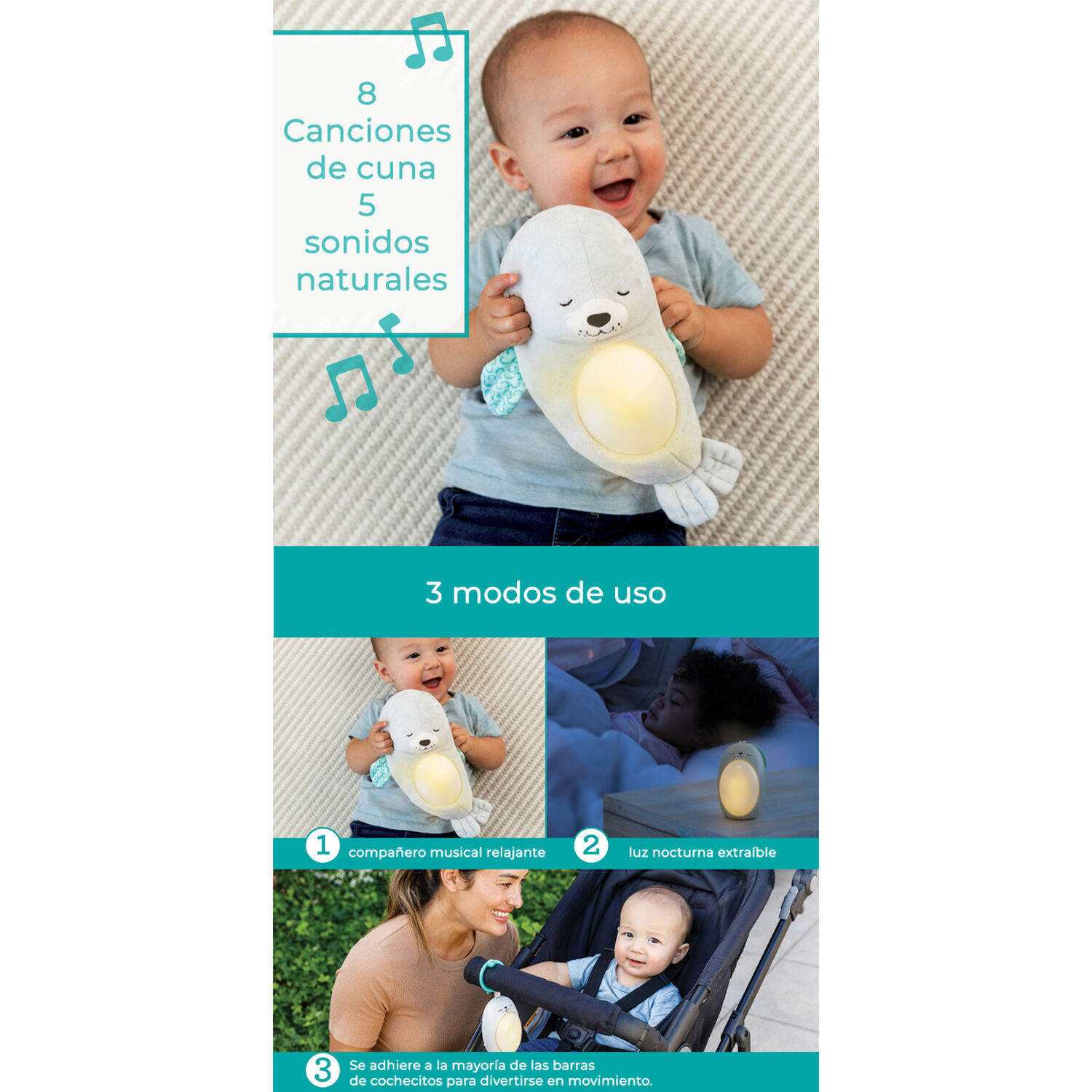 Peluche Snuggle Pal Sounds & Light Soother image number 6.0