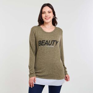 Sweater Melange Manga Larga Cuello Redondo Mujer Sexy Large