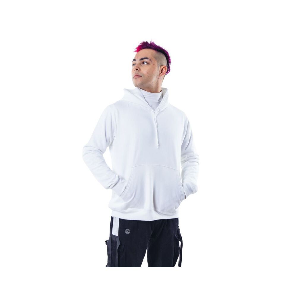 Poleron Blanco Canguro Hombre Relaxed Fit Para Estampar image number 0.0