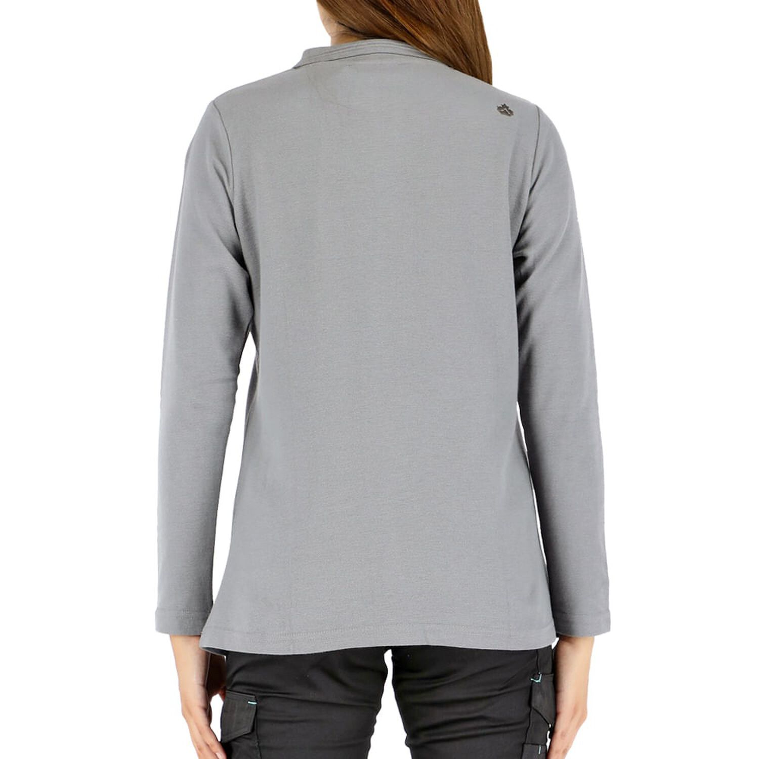 Polera Pique Quebec Manga Larga Gris Mujer image number 2.0