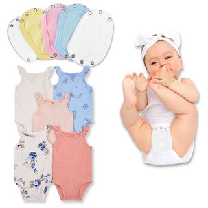 Pack 5 Bodys + 5 Extensores Ni&ntilde;a Ni&ntilde;o 100% Algod&oacute;n Tedmimak Blanco Flores
