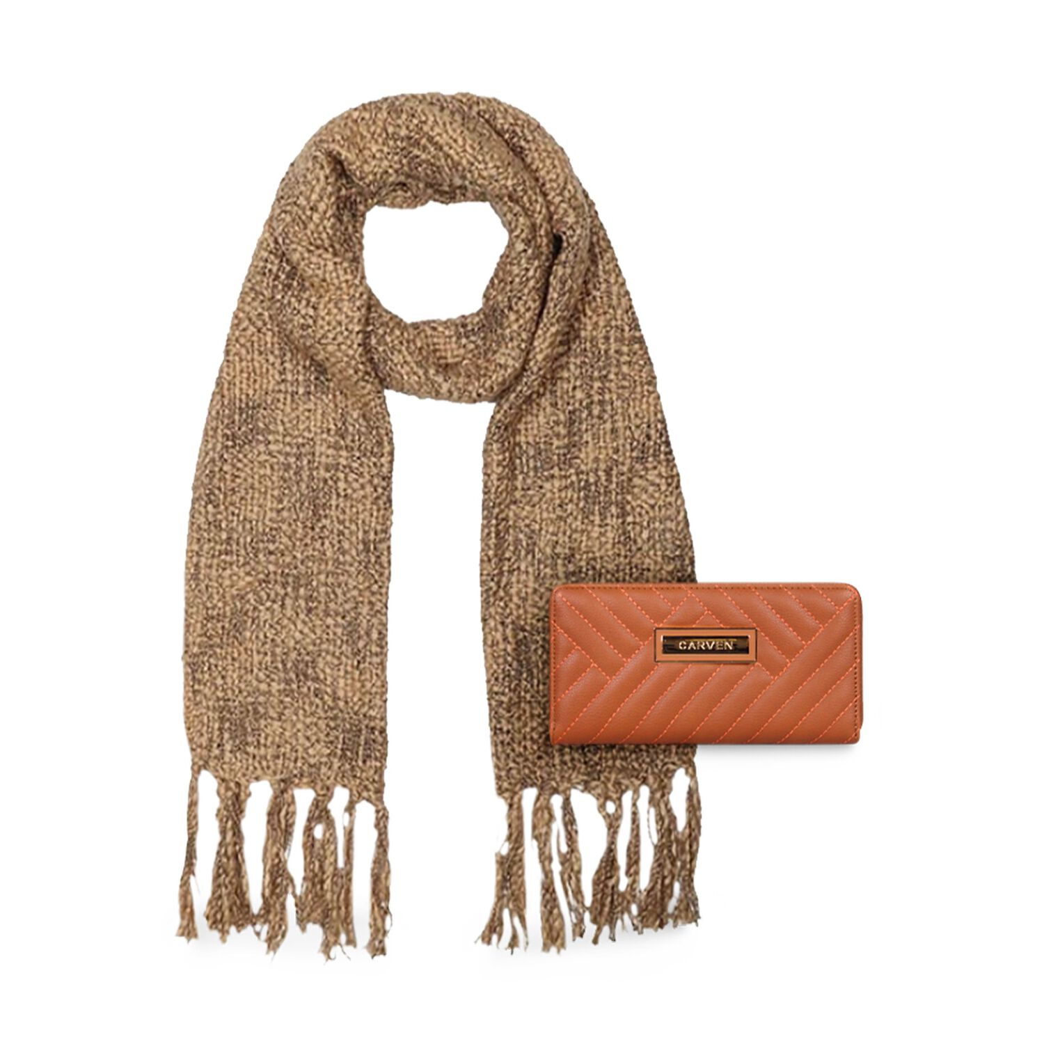 Pack Billetera Ava Brown + Pa&ntilde;uelo Carven image number 0.0