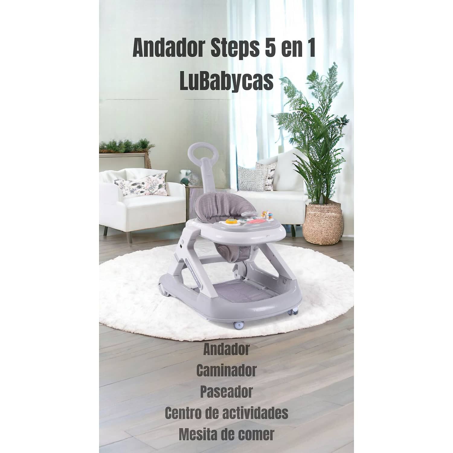 Andador Caminador 5 En 1 Con Apoya Pies Lubabycas Rosado image number 6.0