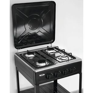 Cocina Encimera A Gas 4 Quemadores Con Repisas Color Negro