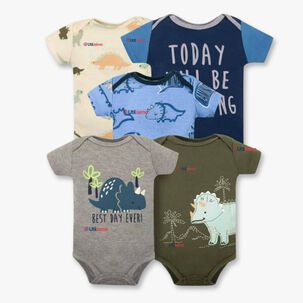 Pack 5 Bodys Niño Manga Corta Tedmimak 100% Algodón Mini Dino Squad
