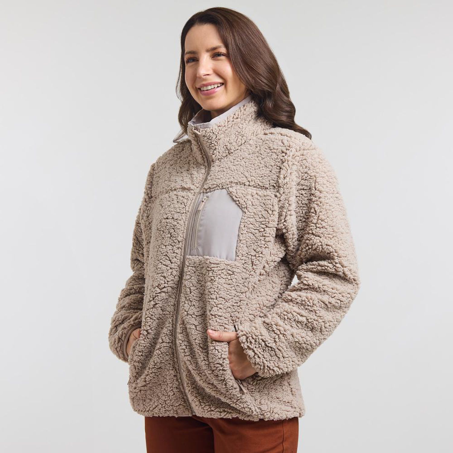 Poler&oacute;n Sherpa Regular Cuello Alto Medio Cierre Mujer Geeps image number 2.0