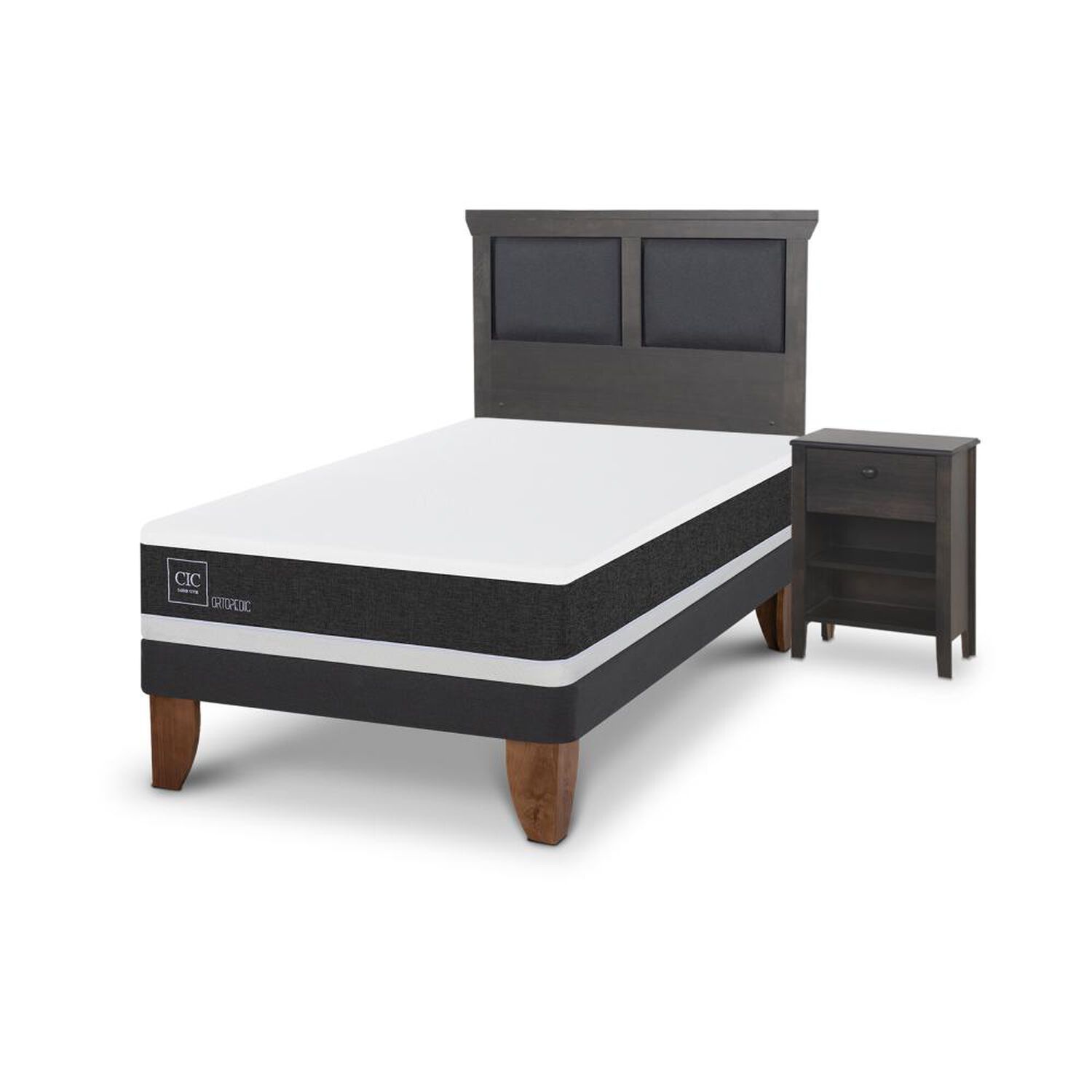 Cama Europea Cic Ortopedic / 1.5 Plazas / Base Normal + Set De Maderas image number 1.0