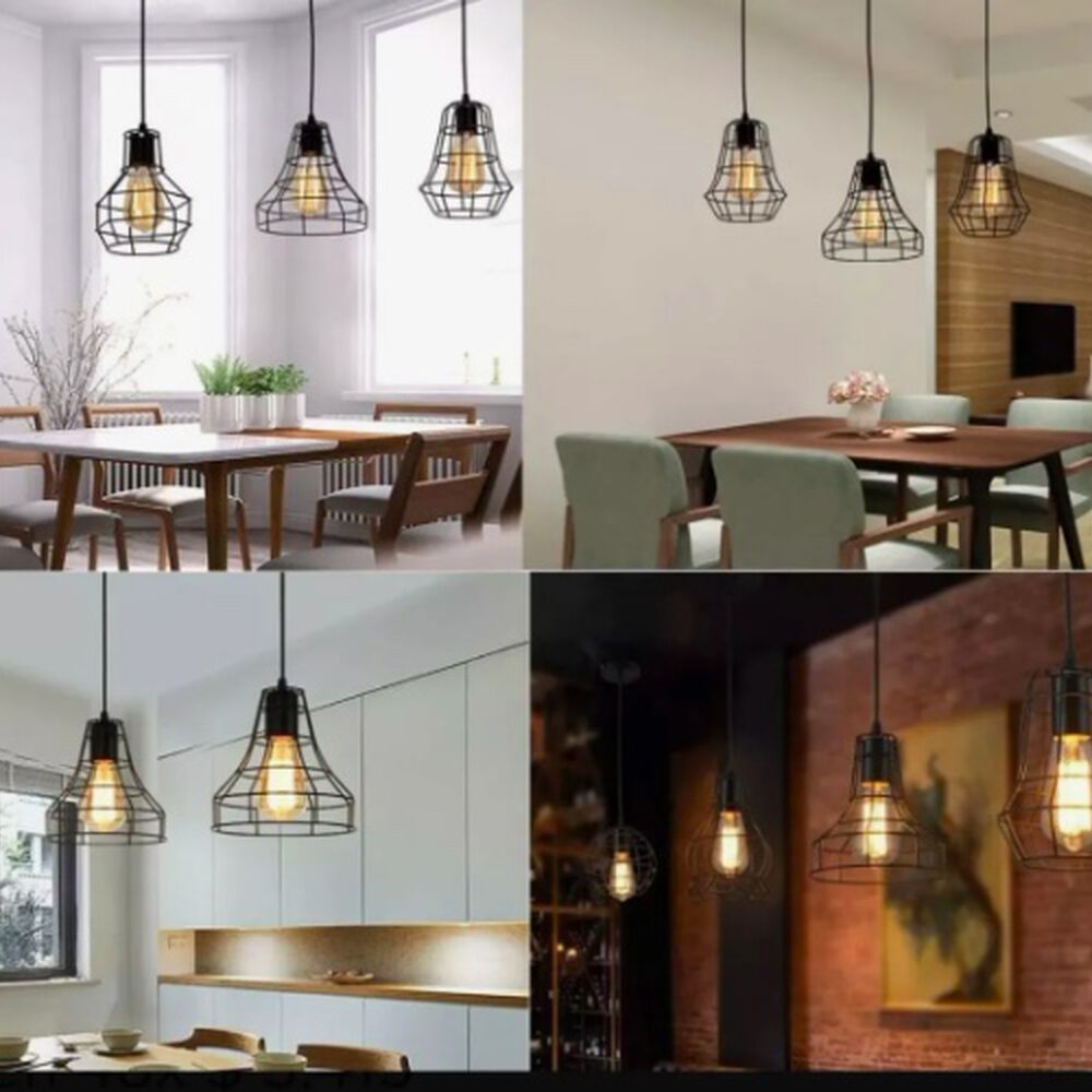 Lampara Jaula De Hierro Colgante + Ampolleta Led Vintage image number 1.0