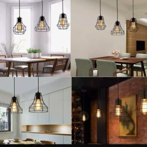 Lampara Jaula De Hierro Colgante + Ampolleta Led Vintage