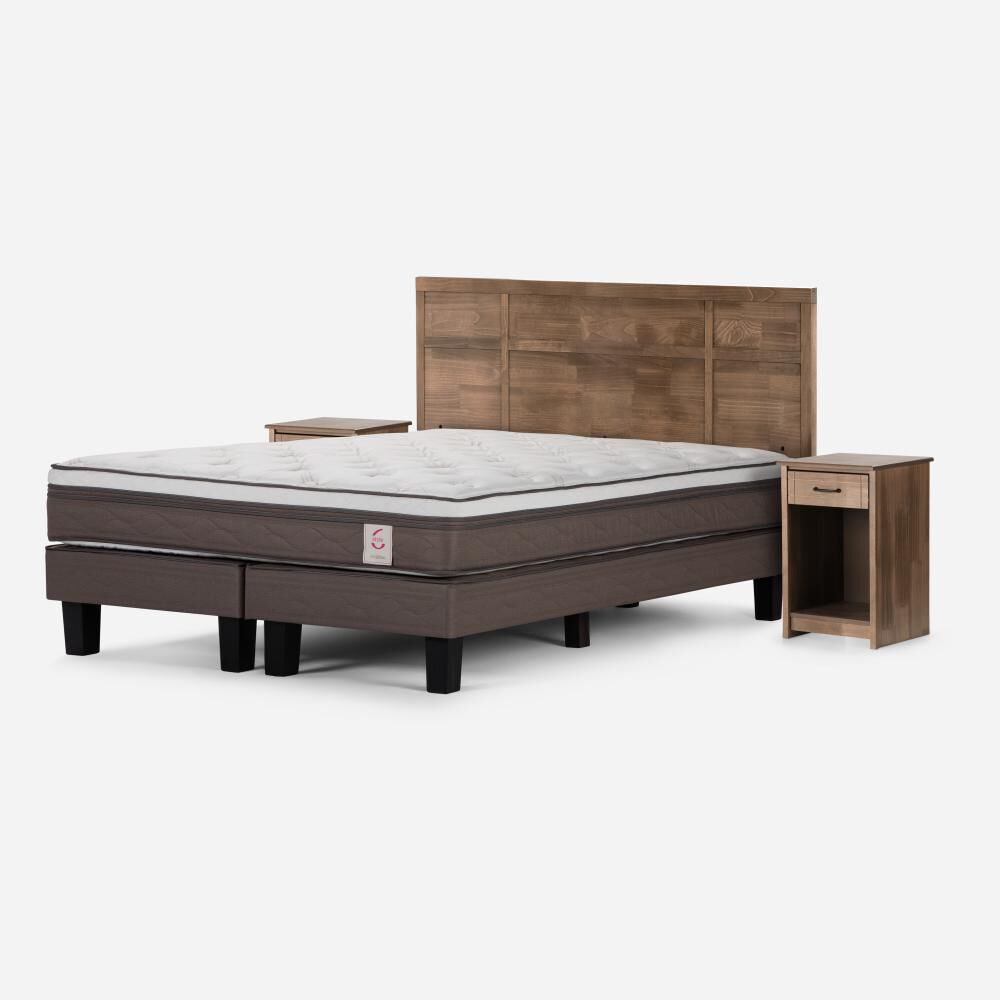Cama Europea Rosen New Style 6 / King / Base Dividida + Set De Maderas Robin Tostado image number 0.0