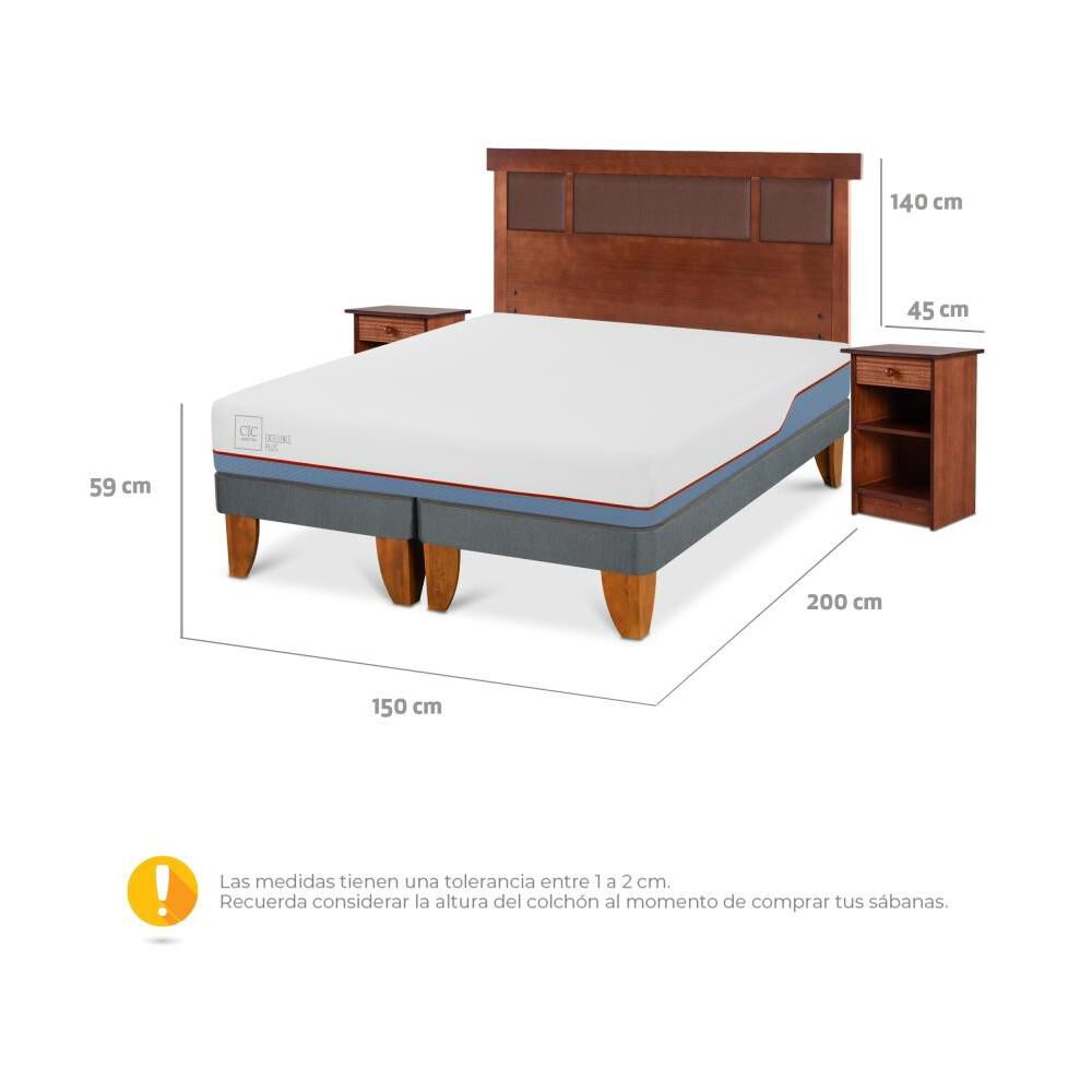 Cama Europea Cic Excellence Plus / 2 Plazas / Base Dividida + Set De Maderas image number 2.0