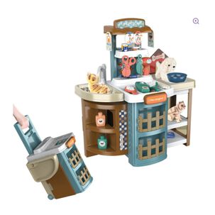 Juguete Set Maleta Veterinaria 49 Piezas 2 En 1 Infantil Azul