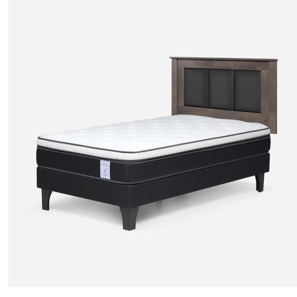 Cama Europea Rosen New Style 6 / 1.5 Plazas / Base Normal  + Respaldo Rachel Gris image number 1.0