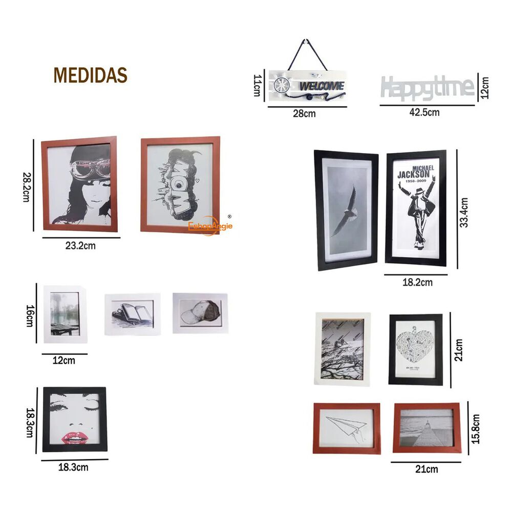 Set 12 Marcos Fotos Decorativos Pared Letreros Vinilo image number 3.0