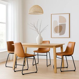 Pack De 4 Sillas Burgos De Comedor De Cuero Sintético Y Metal