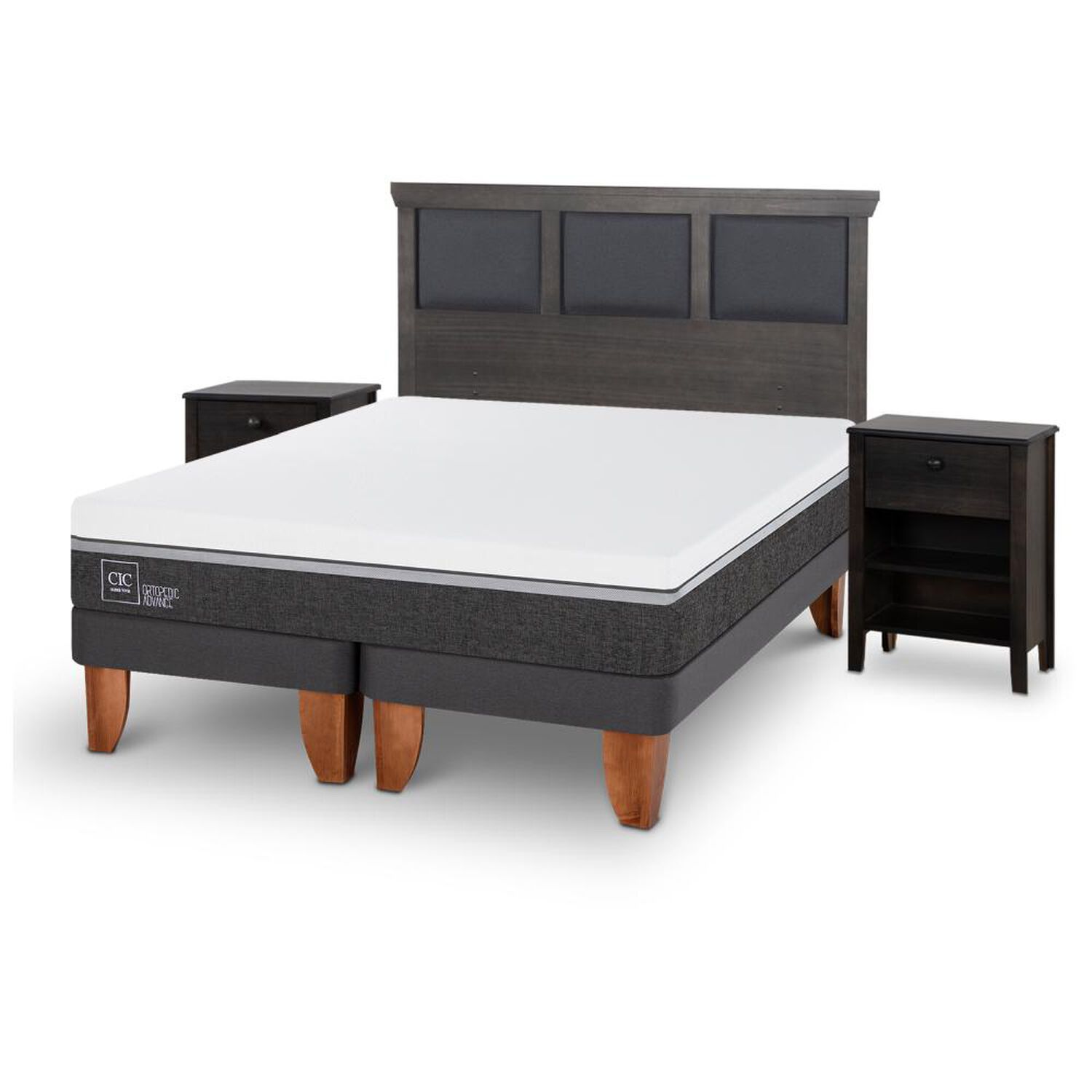 Cama Europea Cic Ortopedic Advance / 2 Plazas / Base Dividida + Set De Maderas image number 1.0