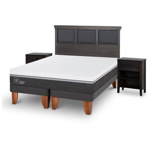 Cama Europea Cic Ortopedic Advance / 2 Plazas / Base Dividida + Set De Maderas