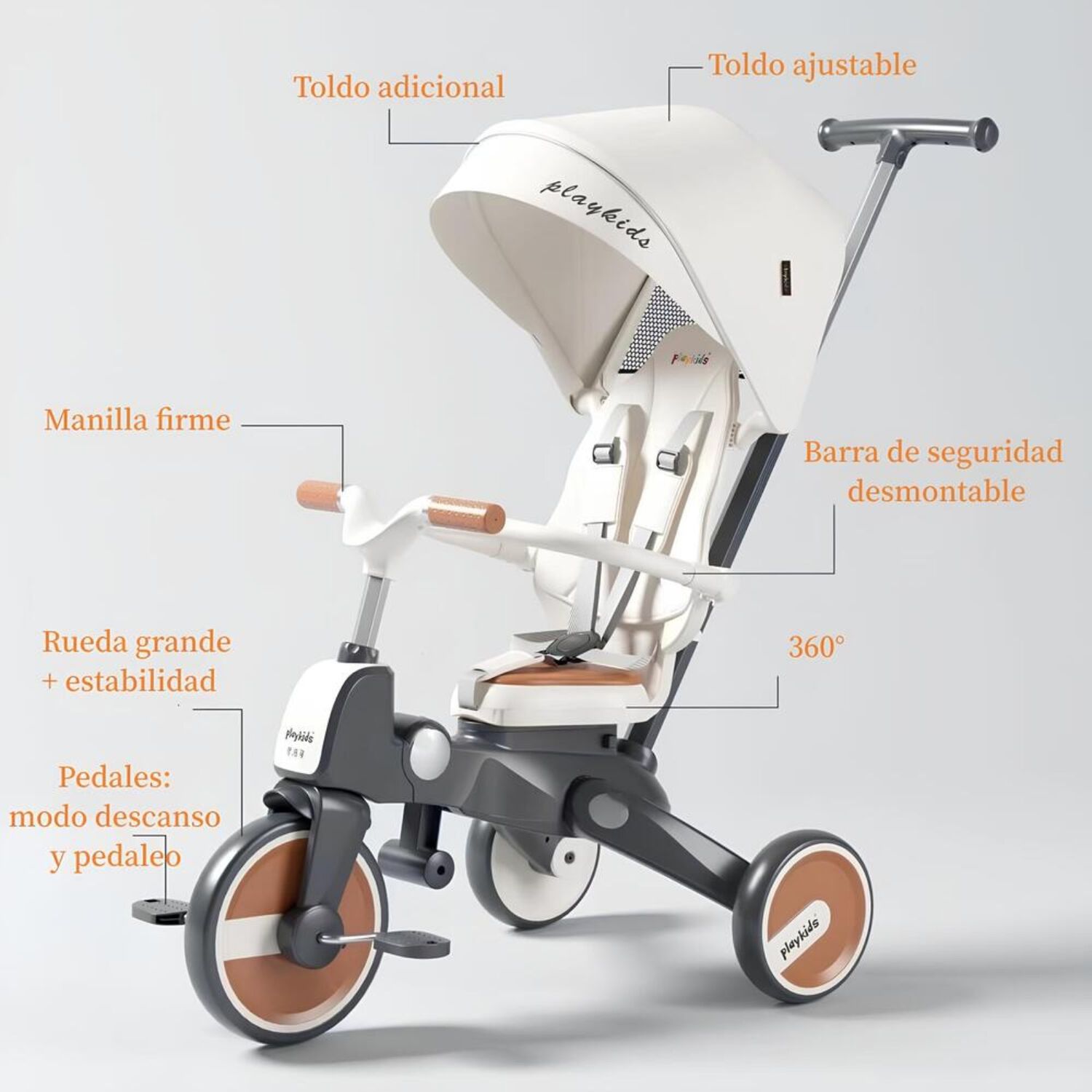 Triciclo De Paseo 360&deg; Y Balance 6 En 1 Plegable Blanco image number 5.0