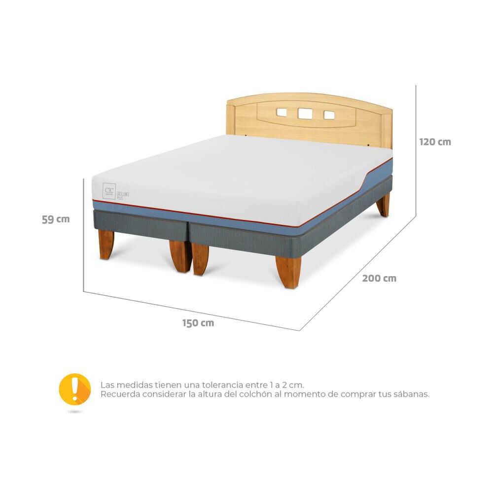 Cama Europea Cic Excellence Plus / 2 Plazas / Base Dividida + Respaldo image number 2.0